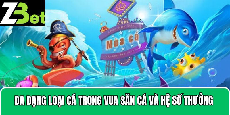 Đa dạng loại cá trong vua săn cá và hệ số thưởng tương ứng